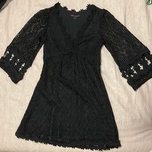 BETSEY JOHNSON black boho dress with bell sleeves